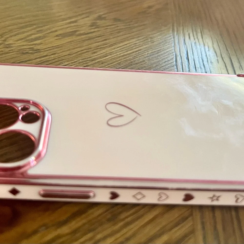 Compatible with iPhone 13 Pro Case Heart Cute Fashion Chic 6.7 (Pink)